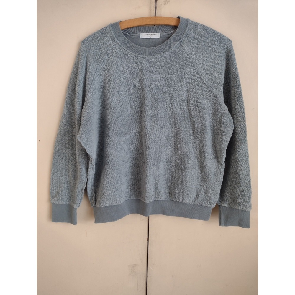 Perfect White Tee Ziggy Reverse Fleece Crew Neck Cotton Sweatshirt S Grey Green
